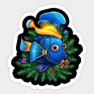 Blue Tang Christmas Sticker